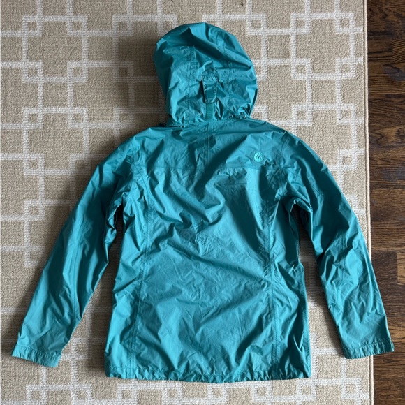 Marmot Hooded Rain Jacket Teal Lightweight Waterproof Shell Raincoat Medium - Picture 6 of 11